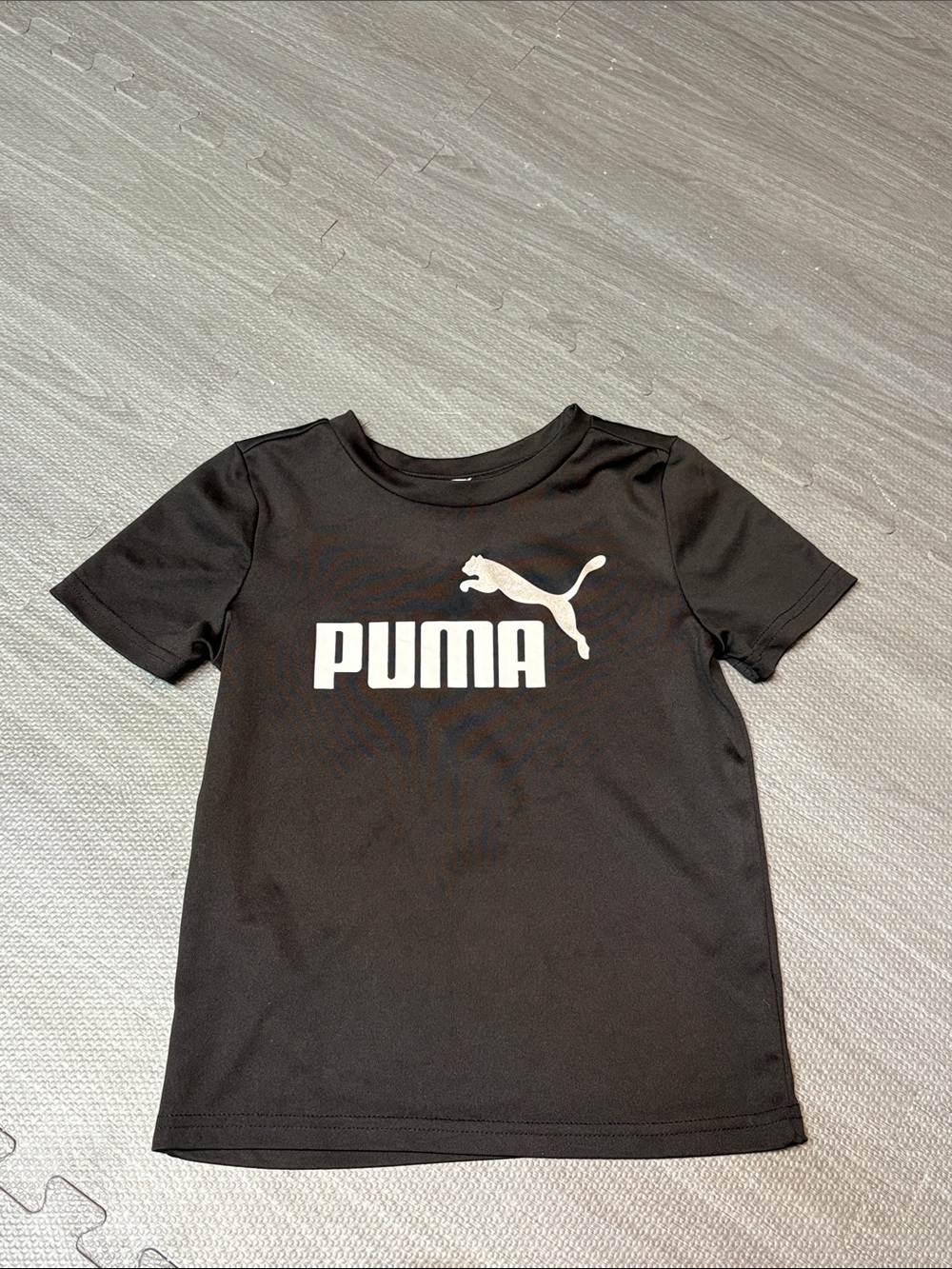 Puma Black Tee with White Logo - Kids Short Sleeve